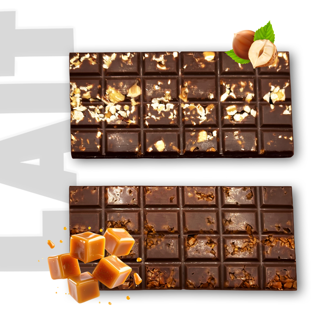 Nouveauté : LA TABLETTE CHOCOLAT LAIT 100g noisettes ou éclats de caramel