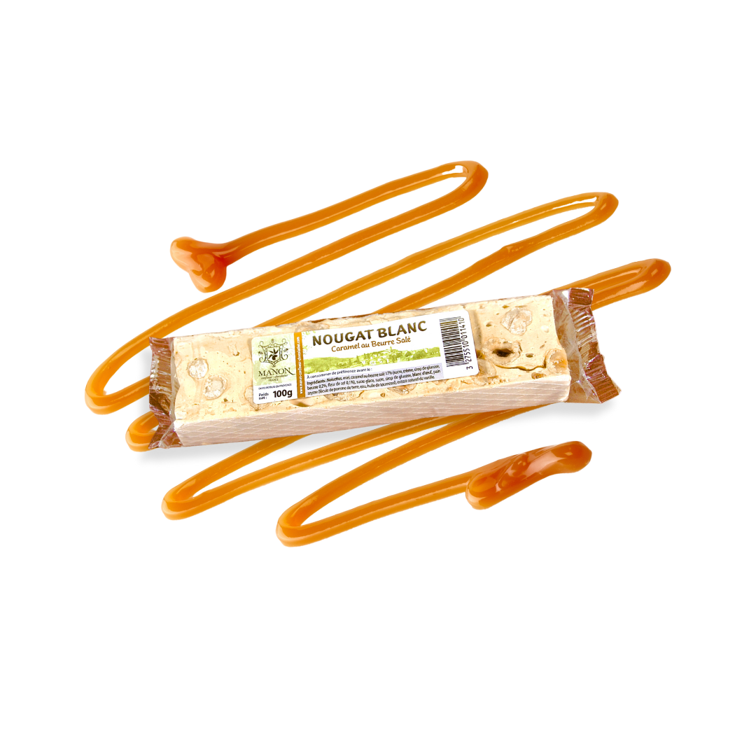 Barre NOUGAT BLANC CARAMEL Beurre Salé - 100g