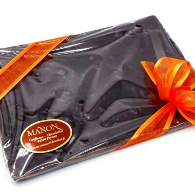 Plaque chocolat noir écorces orange confite