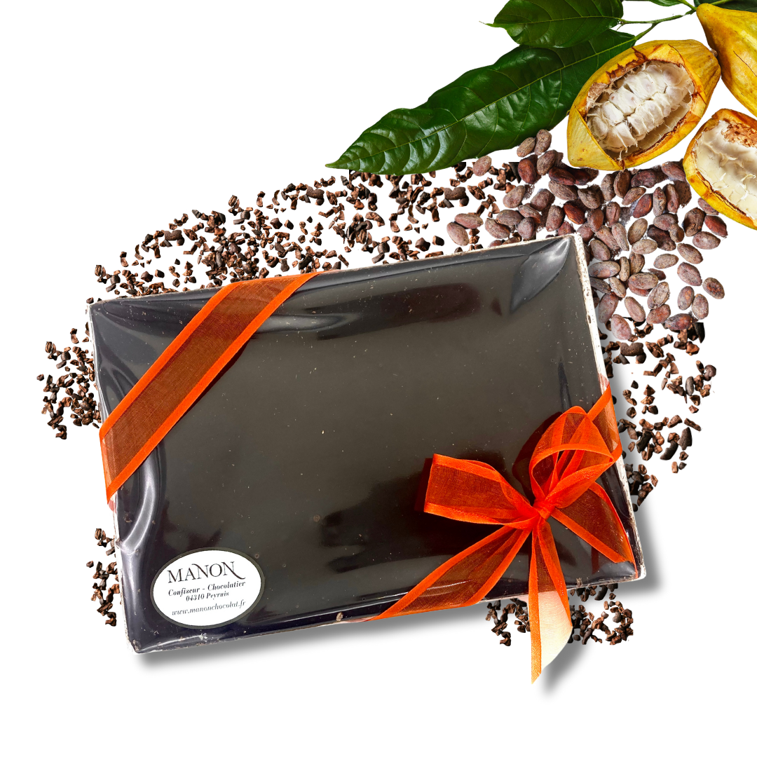 LA GRANDE TABLETTE DE CHOCOLAT NOIR INTENSE ÉCORCES D'ORANGE CONFITES ou GRUÉ 1/2 kg – Image 2