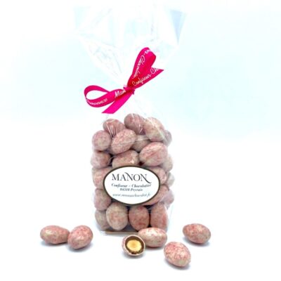 sachet amandes chocolat blanc et praliné Manon