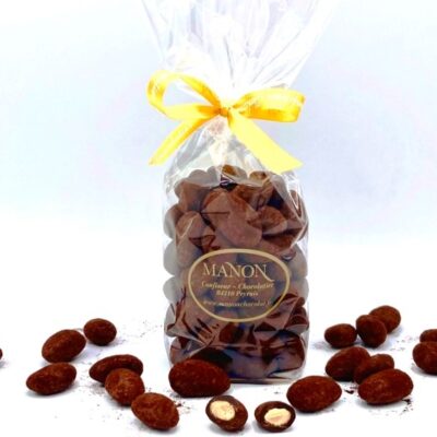 sachet d'amandes chocolat noir poudré cacao Manon