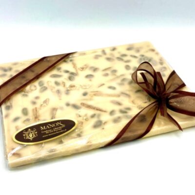 tablette à casser chocolat blanc écorces orange citron pistaches