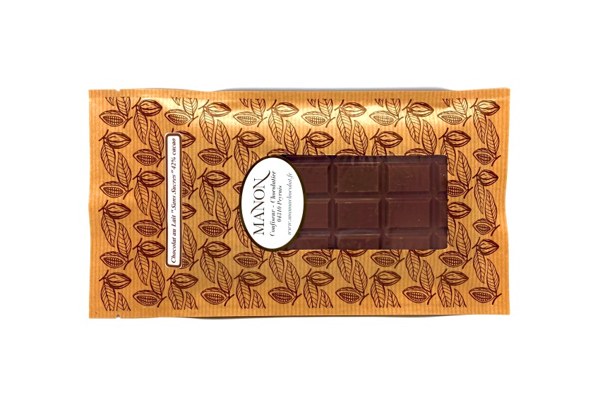 LA TABLETTE CHOCOLAT LAIT Sans Sucre 100g - Manon Chocolat